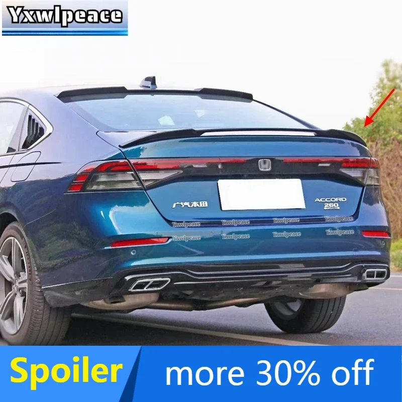 

For New Accord Honda 11th Generation 2023 2024 ABS Glossy Black Carbon Fiber Look Rear Trunk Wing Spoiler Car Accessories