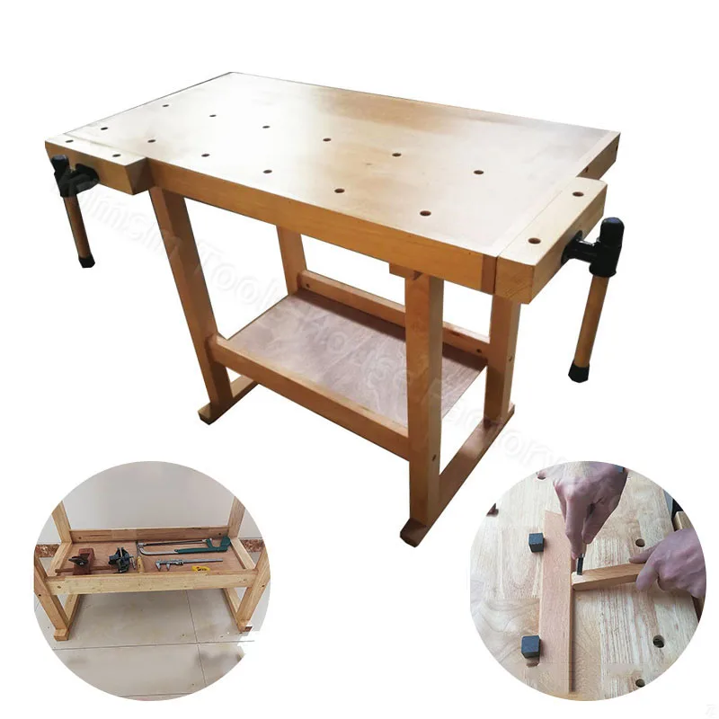 

Profession Woodworking Table Workbench DIY Manual Carpentry Solid Wood Table with Clamp Multifunctional Solid Wood Console