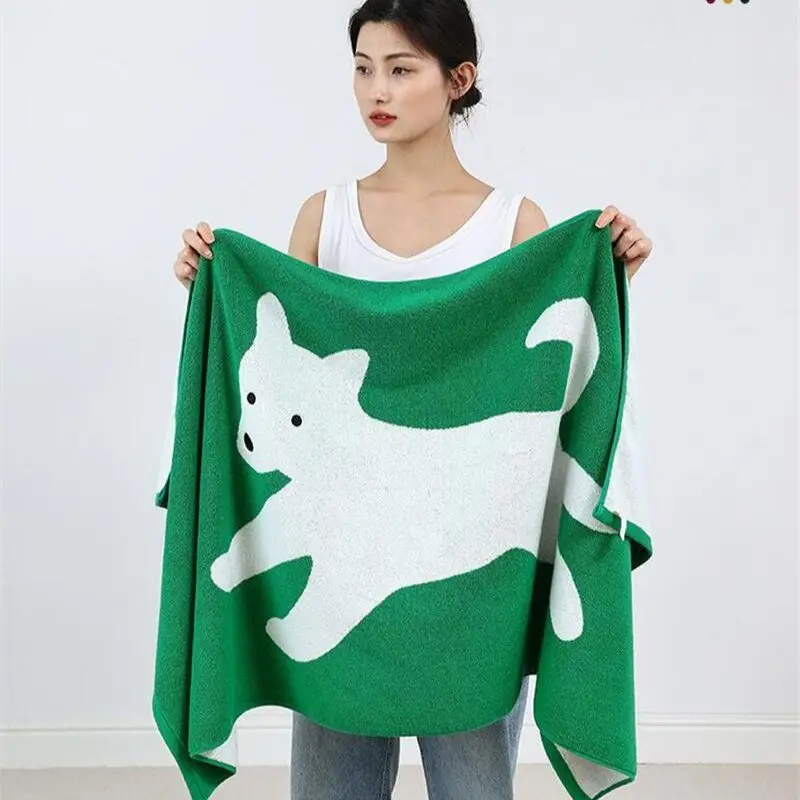 Cute Running Puppy Design Cotton Towels Soft Absorbent Kids Face Towel Adult Bathroom Towels 70*140cm Household Towel