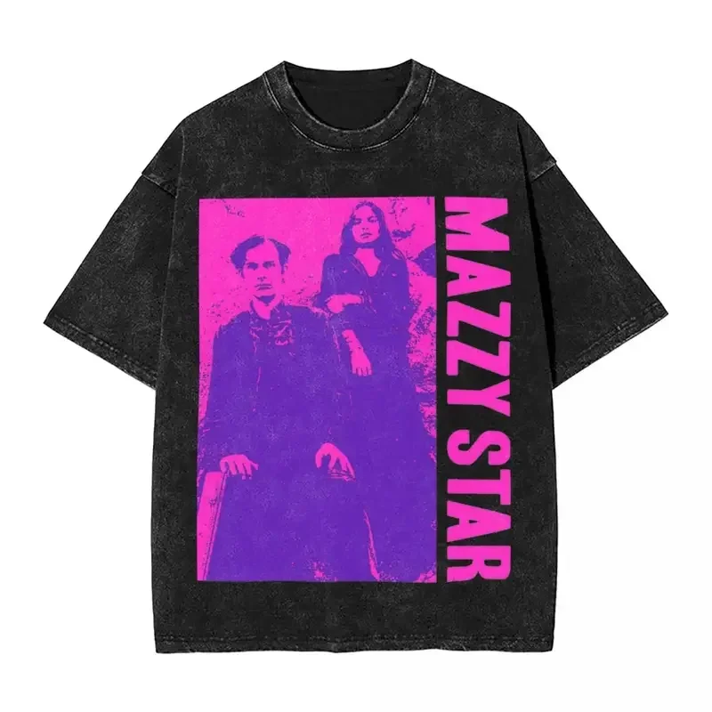 Mazzy Star 90s Dreampop T Shirts Hip Hop Washed Cotton Street T-Shirts Punk Rock Vintage for Men Women Tops Streetwear Graphic