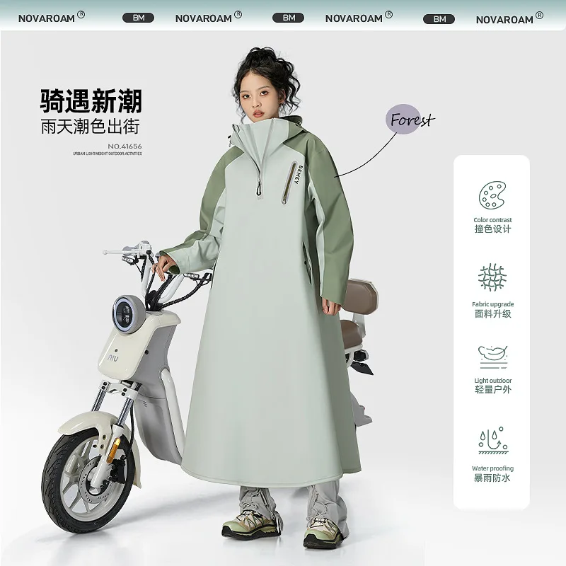 Cycling Raincoat Motorcycle Long Full-body Rainproof Adult Wearing Oxford Cloth not Wet Feet for Men and Women Riding Rain Ponch