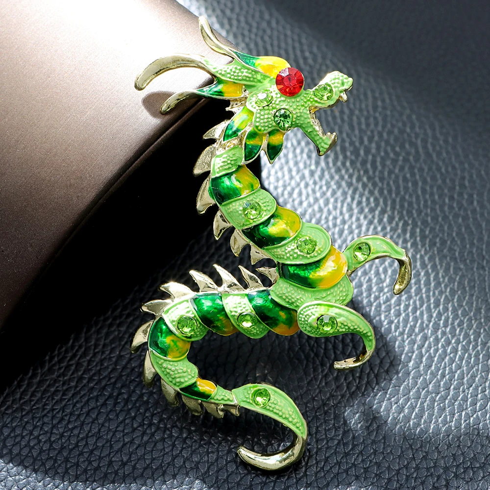 CINDY XIANG Enamel Chinese Dragon Brooch Large Fashion Chunjie Spring Festivel Pin Zodiac Jewelry 5 Colors