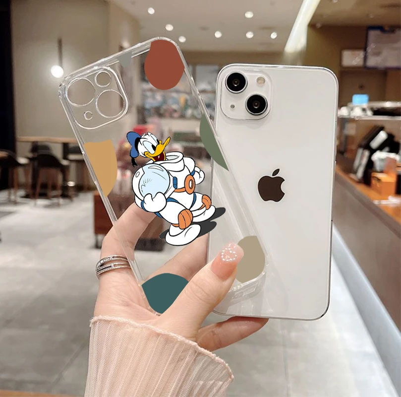 Disney Donald Duck astronaut Phone Case For Apple iPhone 14 13 12 11 SE XS XR X 7 8 6 5 Pro Plus MAX 2020 Transparent Cover