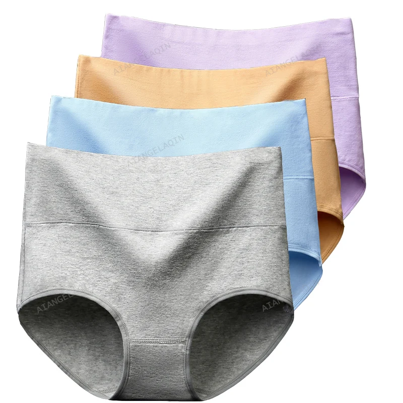4 stks/partij Hoge Taille Ondergoed Katoenen Slipje Vrouwen Body Slim Abdominale Ondergoed Plus Size Meisjes Slips Vrouwelijke Lingerie Shaper