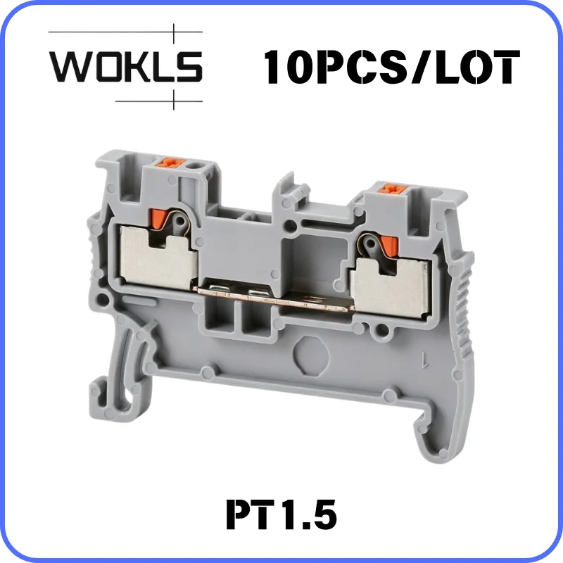 10PCS PT-1.5 DIN Rail Terminal Block Spring Push In Wire Connector Electrical Conductor Wiring Terminal
