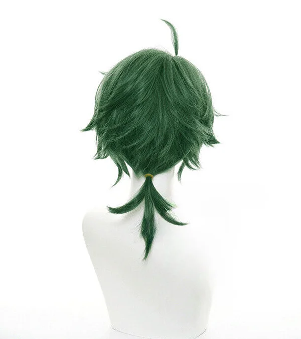 Sintetis Nanjo Wig Cosplay pria hijau pendek