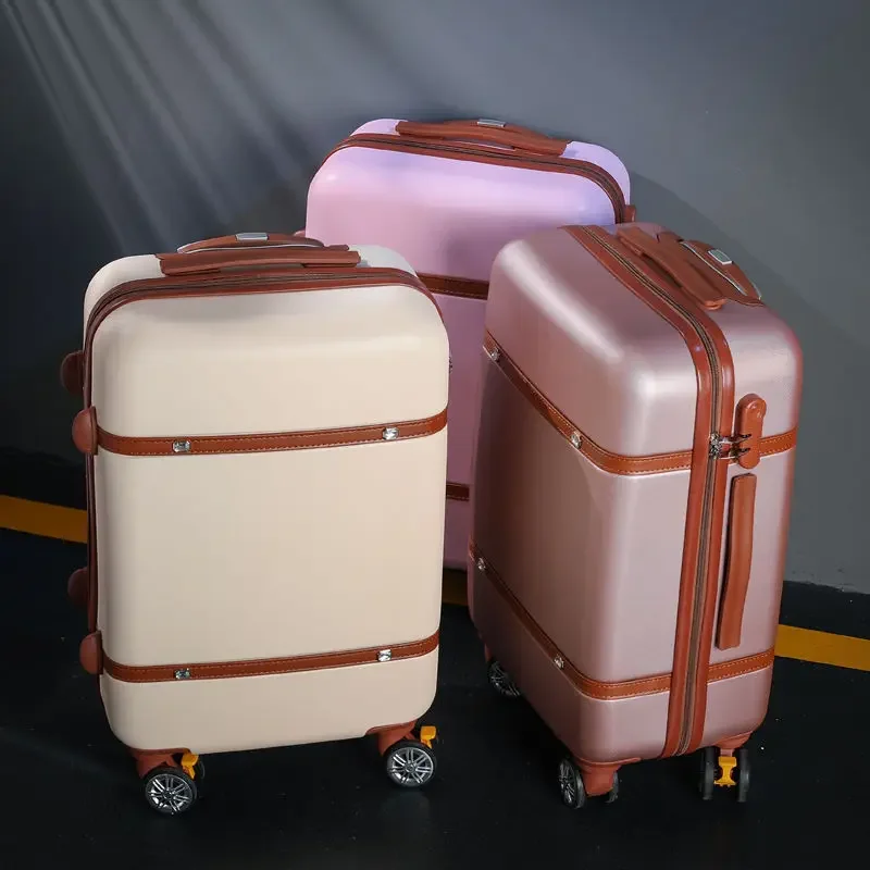 Retro Style Luggage 20 Inch Carry-on Suitcase Password Luggage Set for Students 26 Inches Large Capacity Trolley Case