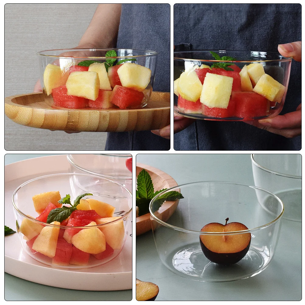 

1Pcs Transparent Glass Bowl Baking Pudding Dessert Steamed Egg Multi Purpose Heat Resistant Kitchen Oven Safe Glass Bowl