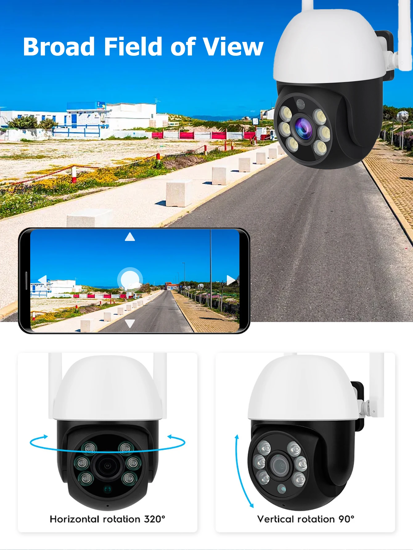 3MP 5G WiFi كاميرا الأمن ضوء لمبة مع 6-LED للرؤية الليلية PTZ وظيفة للمراقبة المنزلية مقاوم للماء