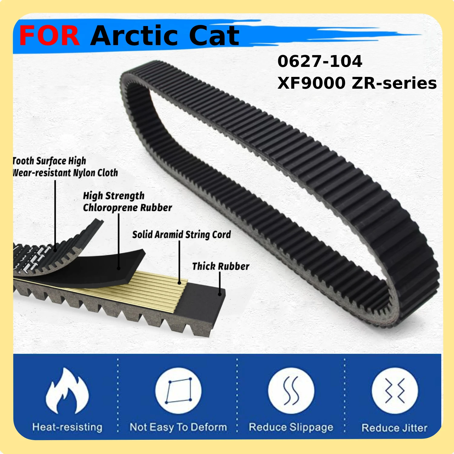 

Motorcycle Transmission Drive Belt For Arctic Cat XF9000 Cross Country 137 CrossTrek 137 ZR-series ZR9000 LXR 137 OEM:0627-104