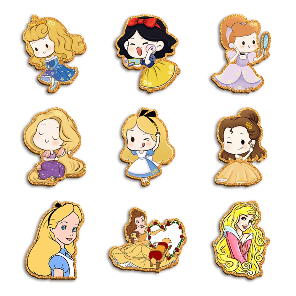

Disney Princess Chunky Gold Glitter Resin Planar Acrylic Flatback For Girls DIY Phone Case Hair Bow Craft Keychains Accessories
