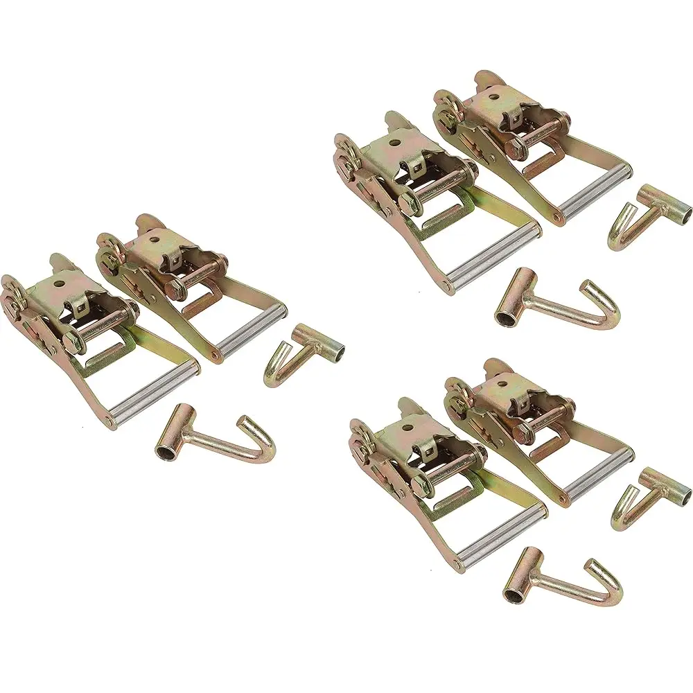 

Free Shipping 2\ Ratchet Strap Handle & J Hook f Race Car Hauler Tow Dolly Tie Down Strap (6 Pack)