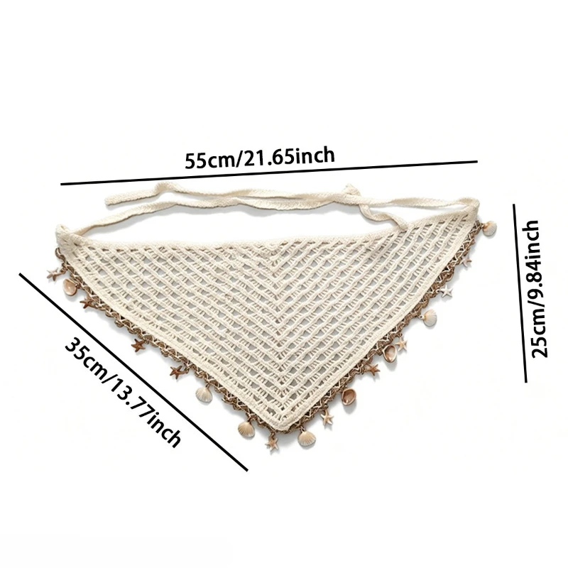 1 PCS Hollowed-out Knitted Shell Tassel Headband, Bohemian-style Hairpin, Versatile Headwear view 5