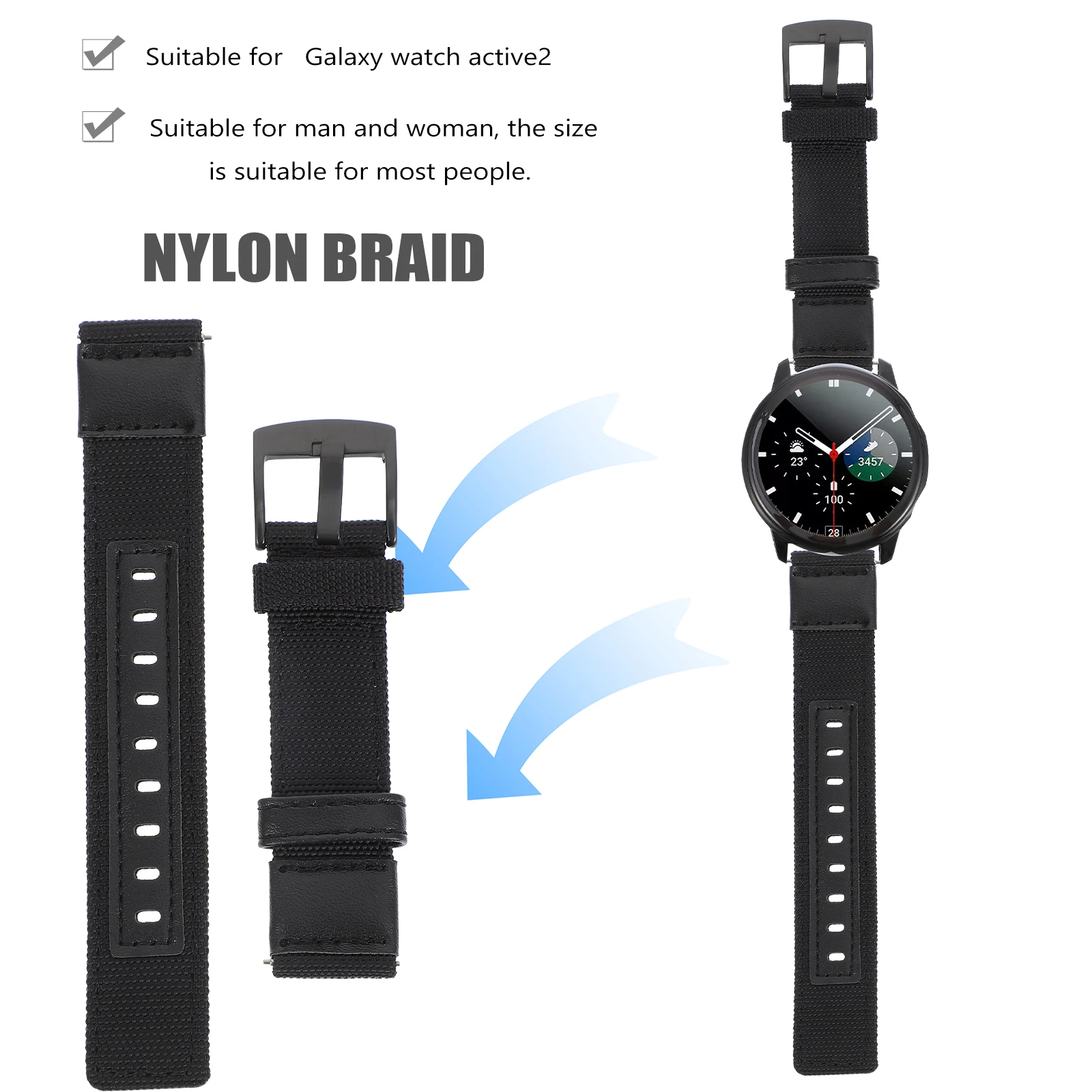 

2pcs Nylon Watch Strap Replaceable Band Unique Fabric Wristwatch Belt Adjustable Replacement Wrist Strap Watch