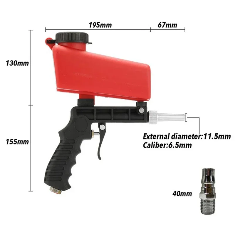 Imagem -06 - Pneumático o Sandblasting Gun Portátil Mini Handheld Paint Spray Gun Gravidade Ajustável Areia Blaster Ferramentas Elétricas de Alta Pressã