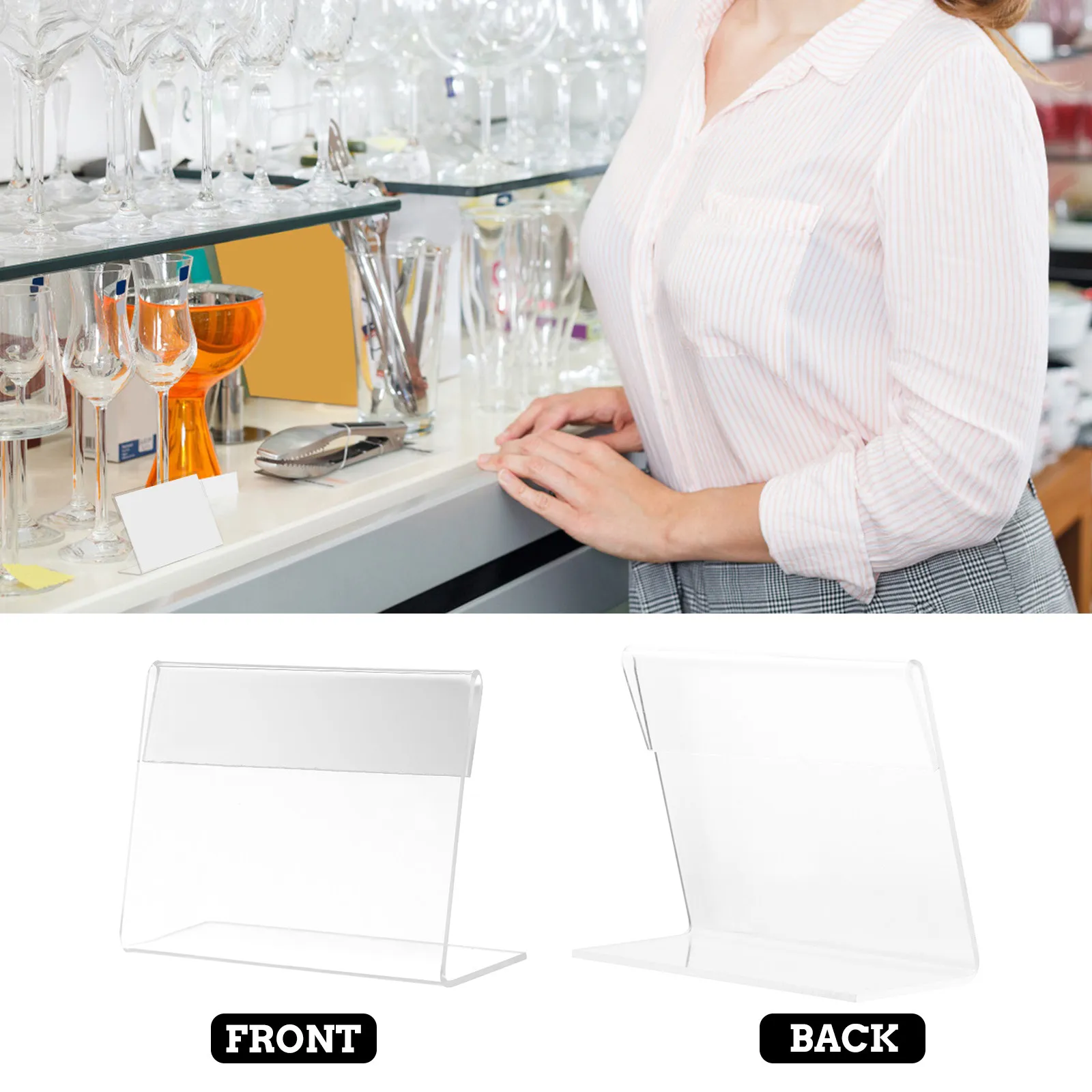 5Pcs L Type Acrylic Price Label Holder Sturdy Reusable Desktop Display Stand for Supermarkets Shops Malls Retail Stores Sign