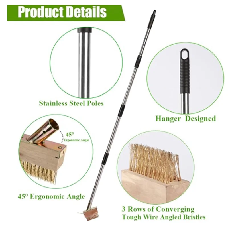 

AS94-Щетка для сорняков, длинная ручка 60 дюймов, ручные щетки для прополки щелей, прополка трещин, для чистки блоков для патио, дорожек на подъездной дороге