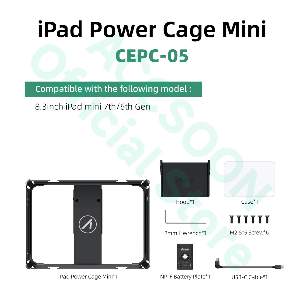 Accsoon IOS iPad Monitor Cage II met NPF Batterijplaatadapter 10-12,9 inch Compatibele beschermende uitbreidbare behuizing Gebruik met SeeMo