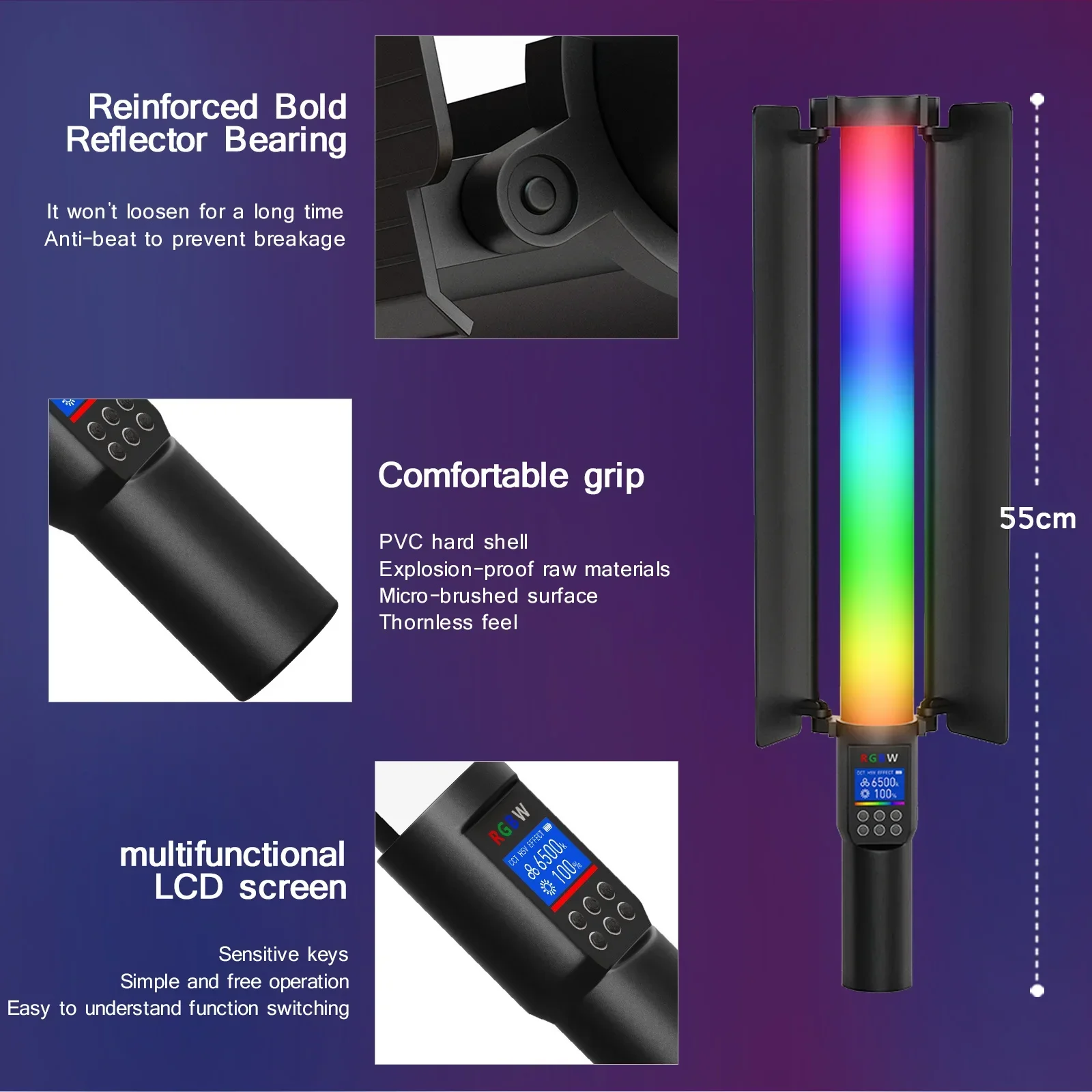 RGB Fotografia Video Light Stick Bacchetta Festa Lampada a LED colorata Luce di riempimento Flash portatile Flash Speedlight Illuminazione con supporto per treppiede