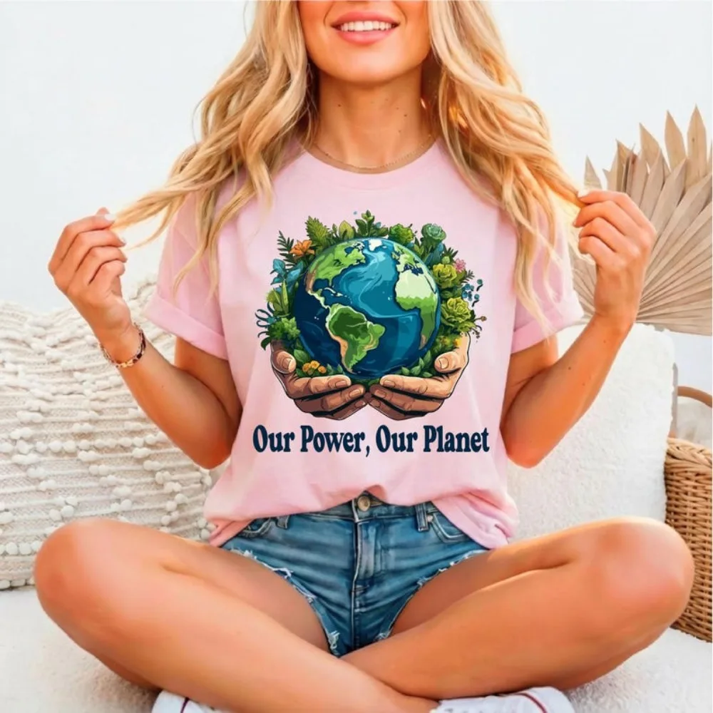 Our Power Our Planet Shirt 2026 Earth Day Tee Women Earth Day Activist Tops Nature Lover Shirt Protect Our Planet Tee