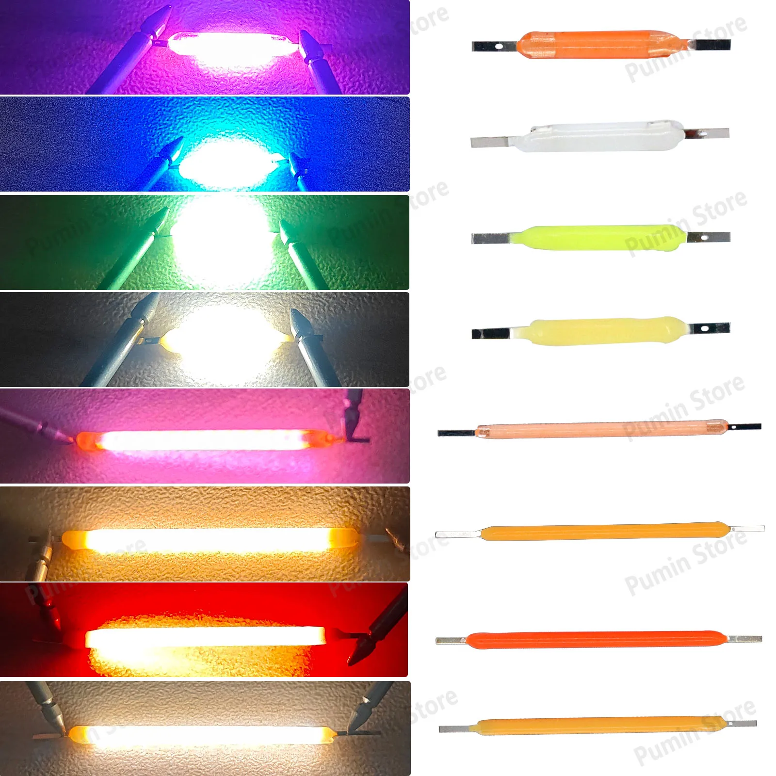 10pcs 20mm 38mm LED Filament Light Bulb DC3V 2200K Warm White White Red Blue Green purple Pink 50mA Used For Restaurant Lights