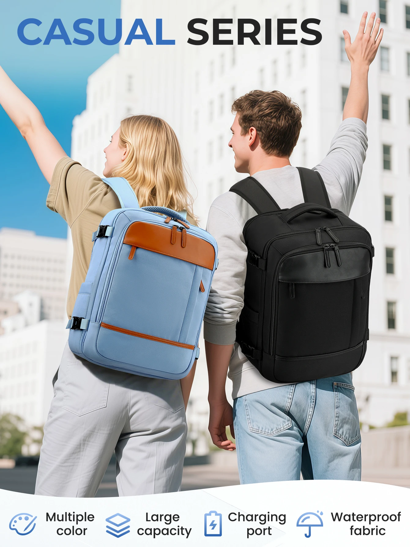 Kabine Flugzeug Reise rucksack Ryanair 40x30x20, Handgepäck Kabine Rucksack Wizzair 40x30x20 Handgepäck Männer Frauen 15.6Zoll Laptop taschen – Detail 1