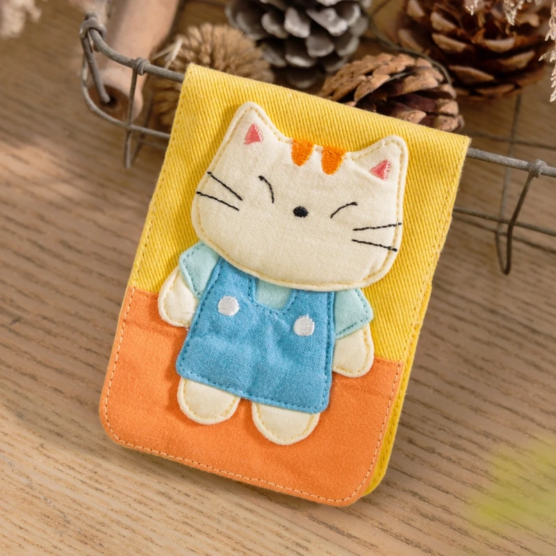 かわいいブブ猫韓国日本製純綿生地運転免許証カバー-3-カードホルダーかわいい猫デザイン機能的なミニポーチ