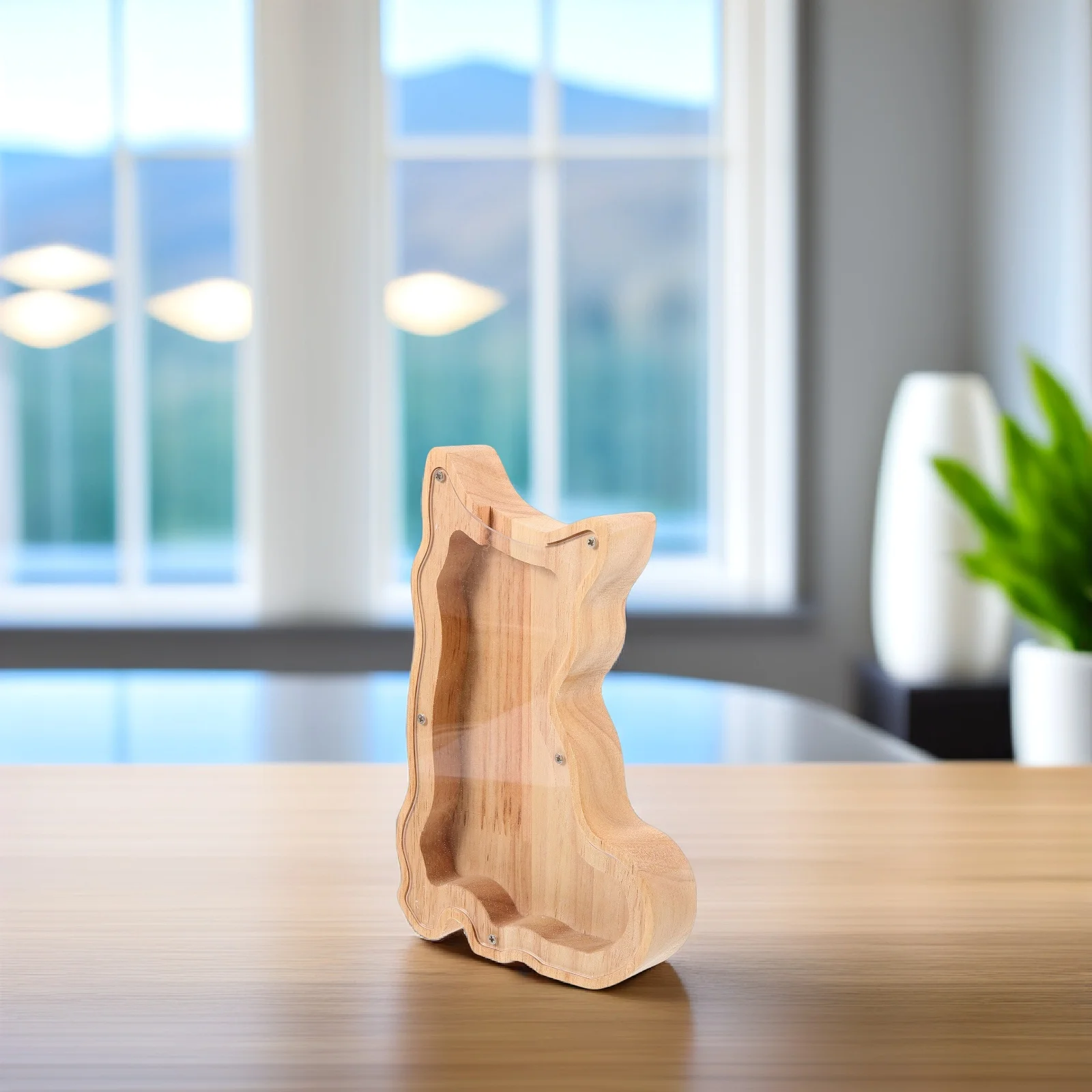 خشبية الحيوان شكل حصالة على شكل حيوان سعة كبيرة عملة البنك حامل المال الزخرفية هدية فريدة من نوعها صندوق هدايا المال عملات معدنية جامع ديكور #6