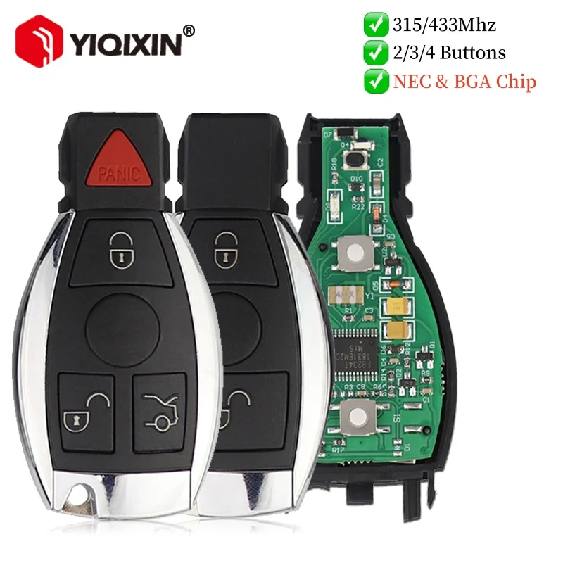 Llave de coche remota inteligente de 315/433Mhz para Mercedes Benz A B C E S W202 W203 W204 W205 W210 W220 W212 W221 W222 compatible con Chip NEC y BGA