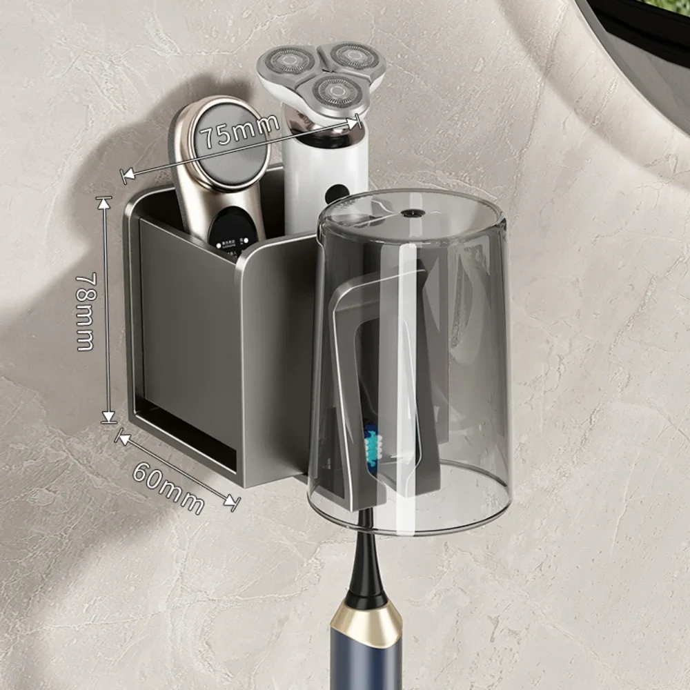 Space Aluminum Toothbrush Holder No Drilling shelf bathroom mouthwash cup wall-mounted paper towel holder integrated storage