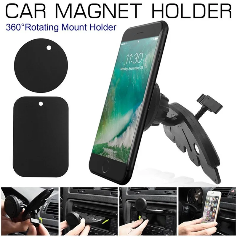 

Universal Car Cd Slot Holder Cd Rom Cradle Magnetic Mobile Phone Holder 360° Rotation Support For iPhone Samsung Xiaomi Huawei