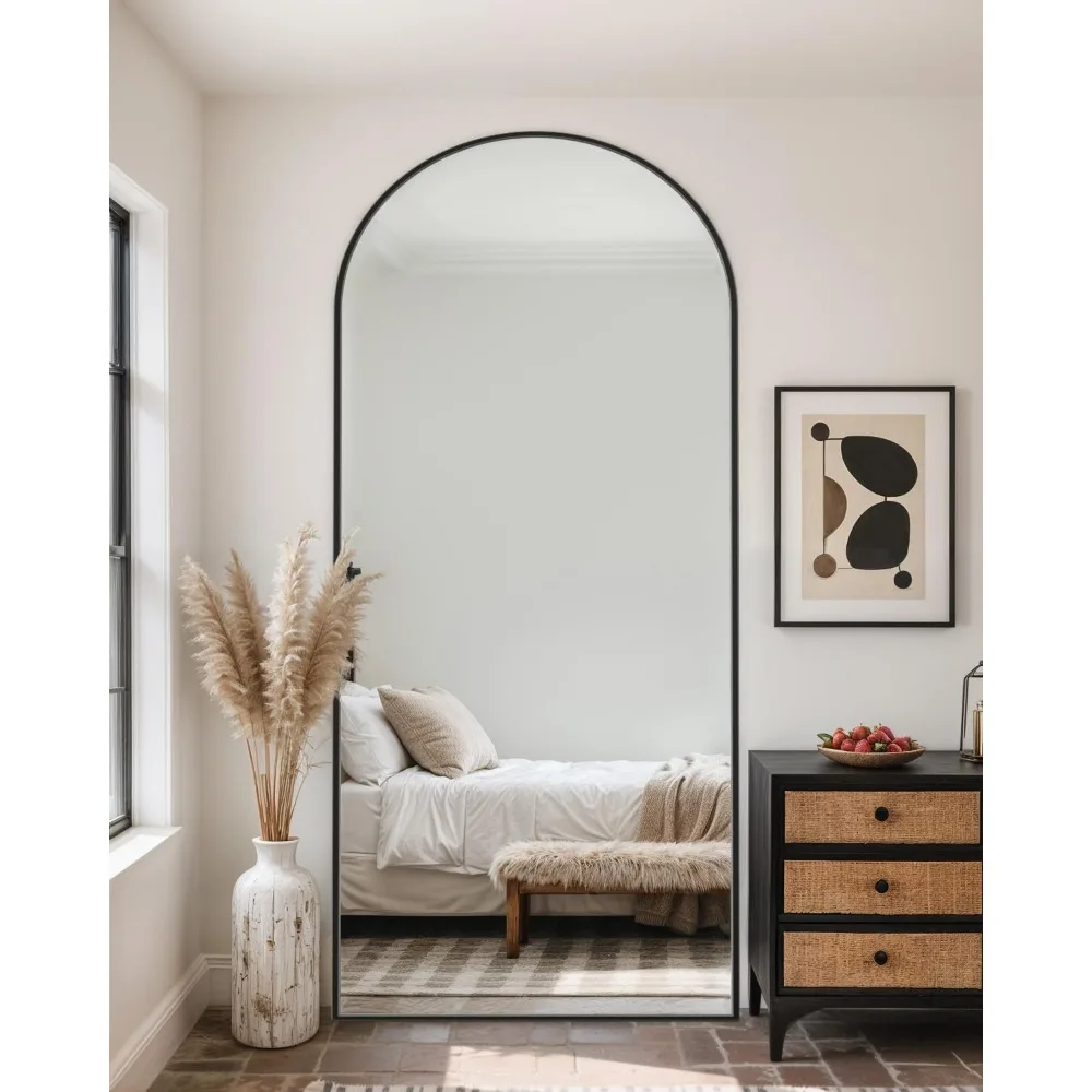 Arched Full-Length Standing Mirror with Stand, 71x26 Inch Floor Mirror for Bedroom, Living Room, Gym, Dorm - Shatterproof, Ideal