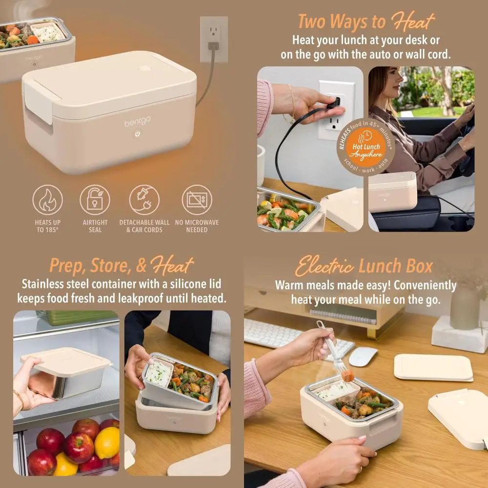 

Портативный электрический ланч-бокс — подогреватель еды для взрослых для работы, путешествий, школы — настенная или автомобильная вилка, идеально подходит для возраста 14+, 12 В/24 В и 120 В