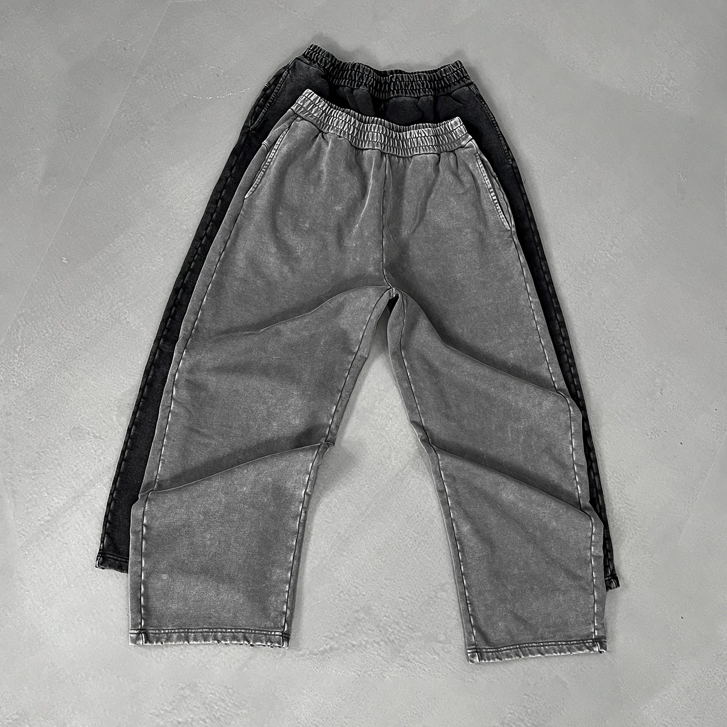 

Heavyweight 440G Waed Distred Knife- Casual Pants High Street Retro ex Loose Fit Color Long Trousers Trendy