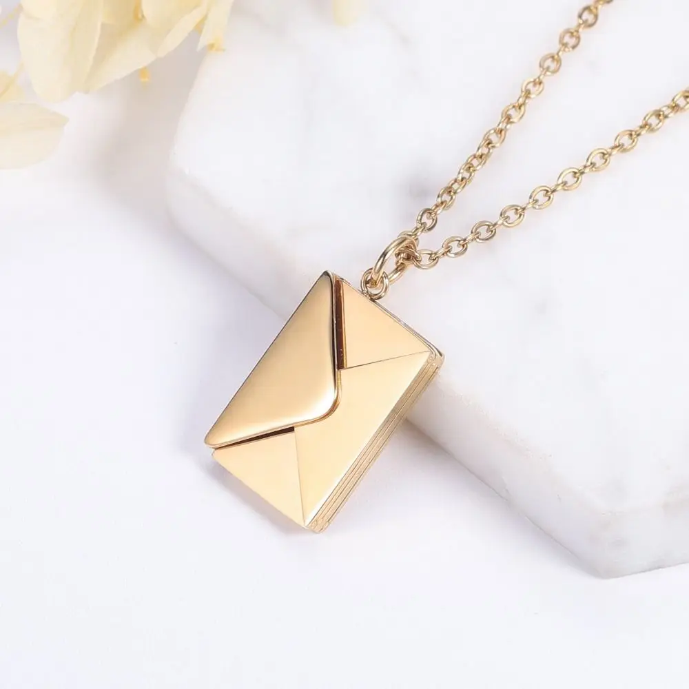 Confession Love Letter Pendant Neck Chain Colar Envelope Necklace Gold Color Ins Stainless Steel Jewelry Valentine Day