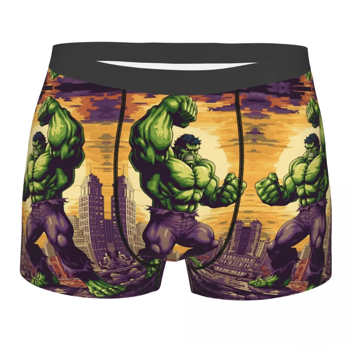 Novità maschile personalizzata Hulk Incredible Glow Intimo Cartoon Movie Boxer Slip Pantaloncini morbidi Mutandine Mutande
