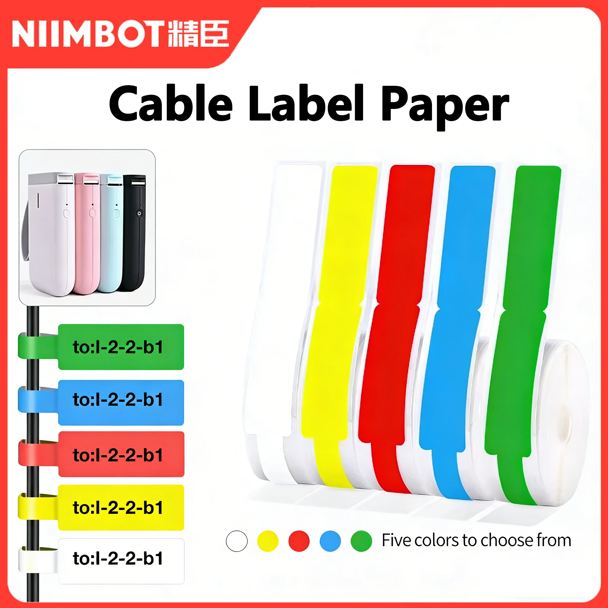 Niimbot D110 Cable Label Sticker Adhesive Waterproof Identification Fiber Tag For Mini Thermal Printer Niimbot D101/D11/D110/H1