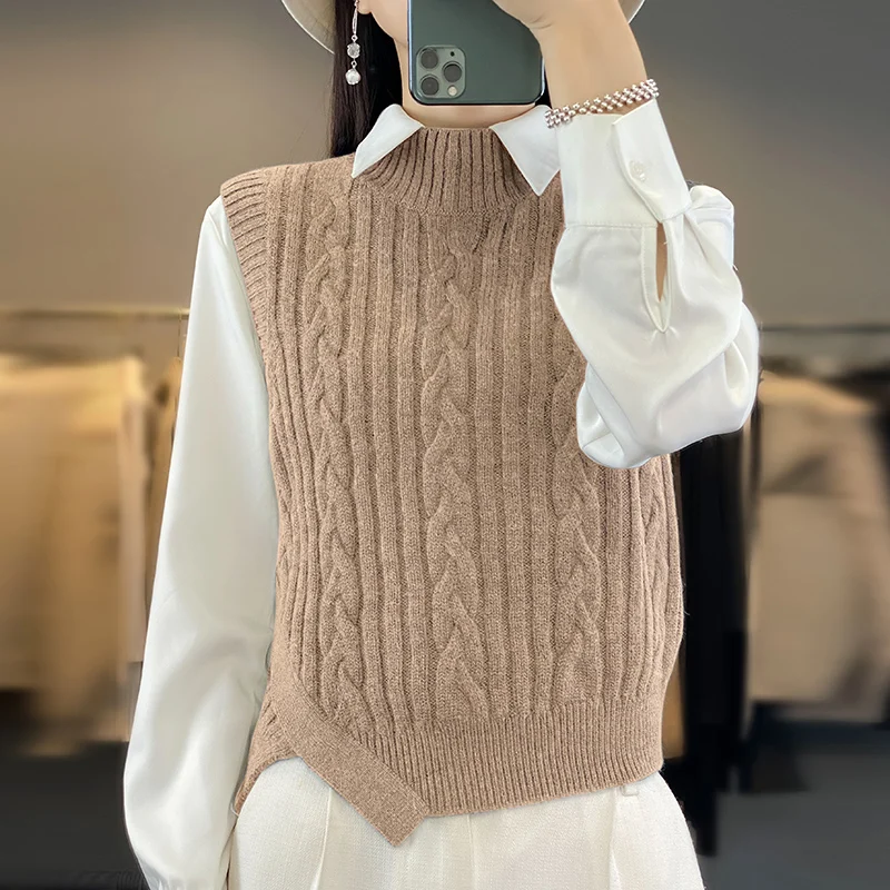 2024 women\'s cashmere vest pullover sweater women\'s sweater vest vest sleeveless cashmere sweater O-neck sweater top vest