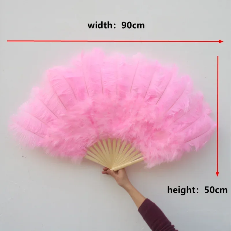 15 Bones Big Ostrich Feather Fan Decorates Halloween Party for Belly Dancers DIY Feathers Fan Bars Crafts