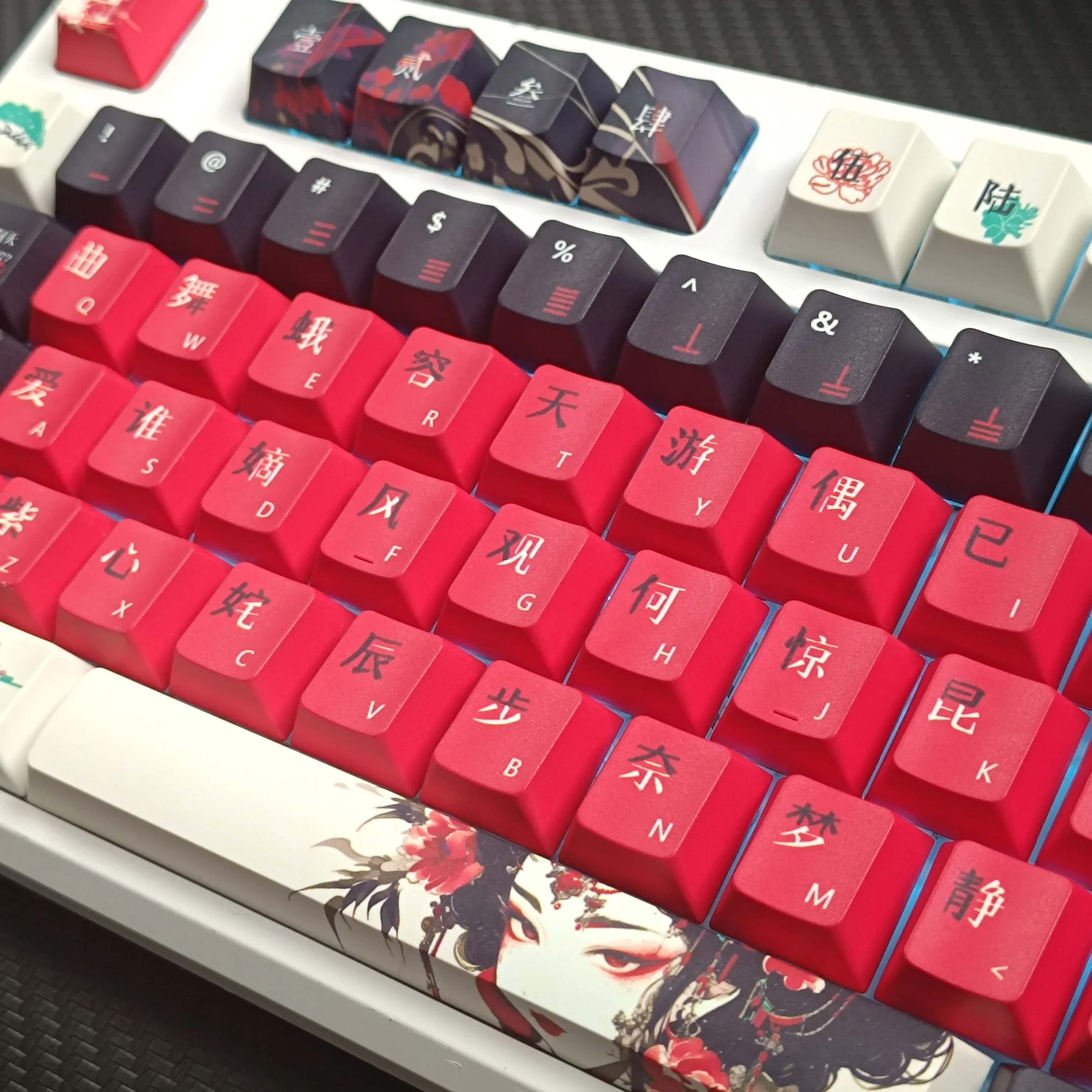 

Peony Pavilion theme mechanical keyboard keycap five-sided sublimation PBT small full set of original 60/75/87/98/108