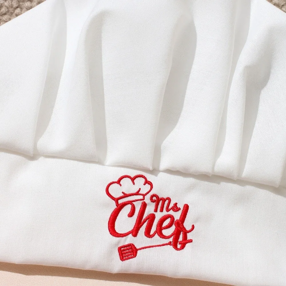 2Pcs/Set Soft Newborn Photography Clothes Cute Embroidered Bbay Photography Props Set Polyester Aprons Chef Hats Set