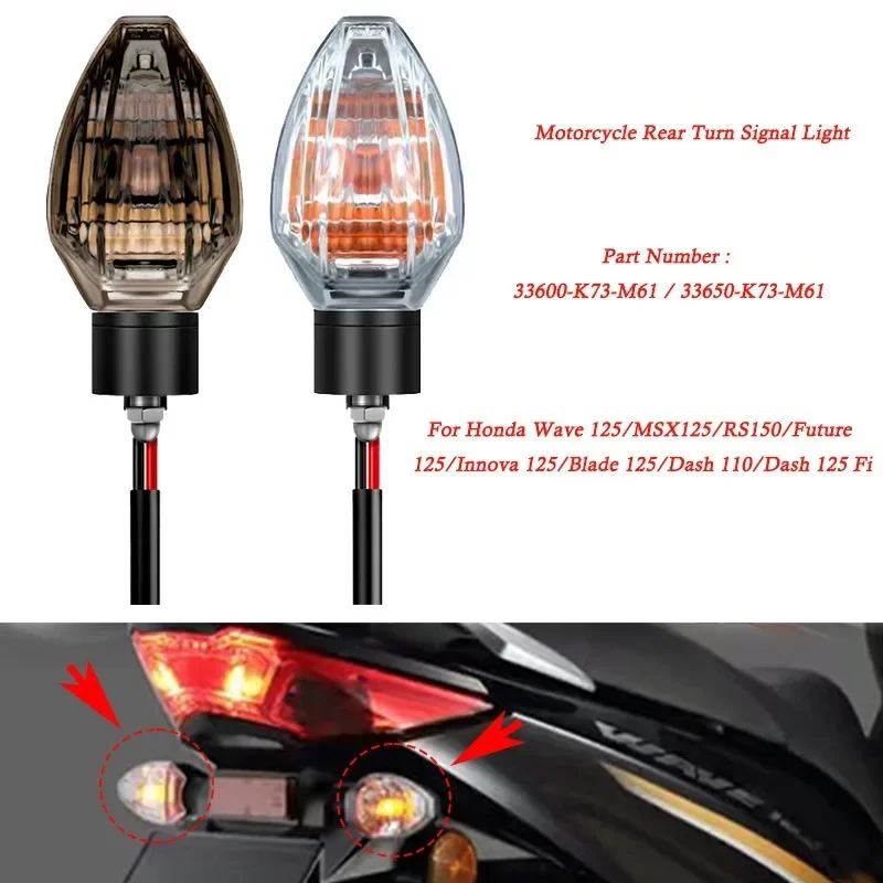 Motorcycle Rear Side Turn Signal Indicators Light 12V For Honda Wave 125/MSX125/RS150/Future 125/Innova 125/Blade 125/Dash 125Fi