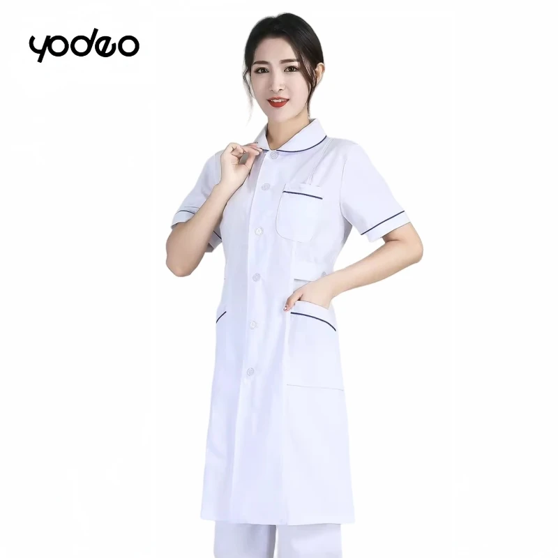 Uniforme de enfermeira plus size, de alta qualidade, manga curta/longa, uniforme de laboratório feminino, salão de beleza dental oral, roupas de trabalho médico