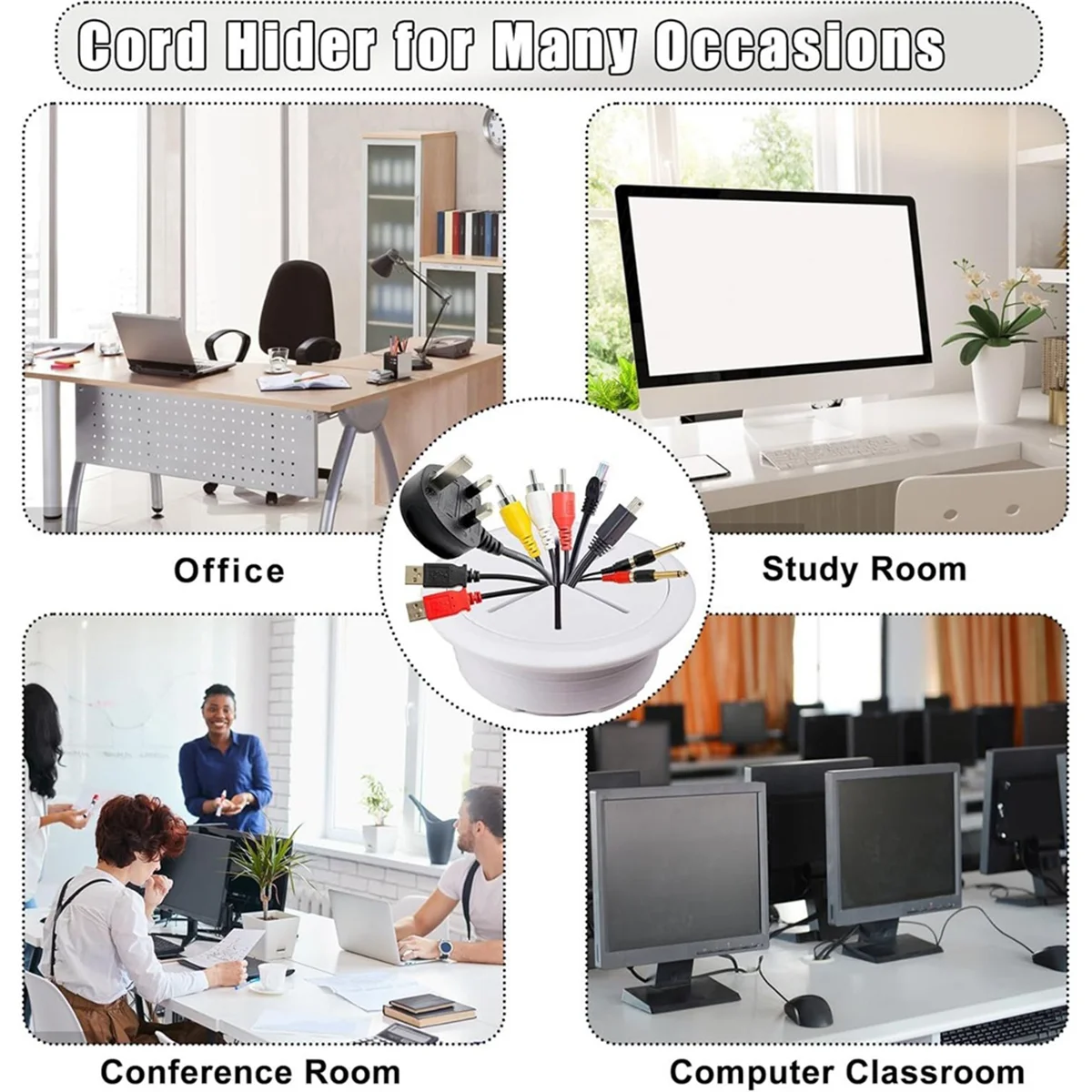 ABQR 6 個テレビコードハイダー 2-3/8 インチ (60 ミリメートル) 壁ケーブル管理キットコードハイダー壁掛けテレビ用ホールソードリルアタッチメント B