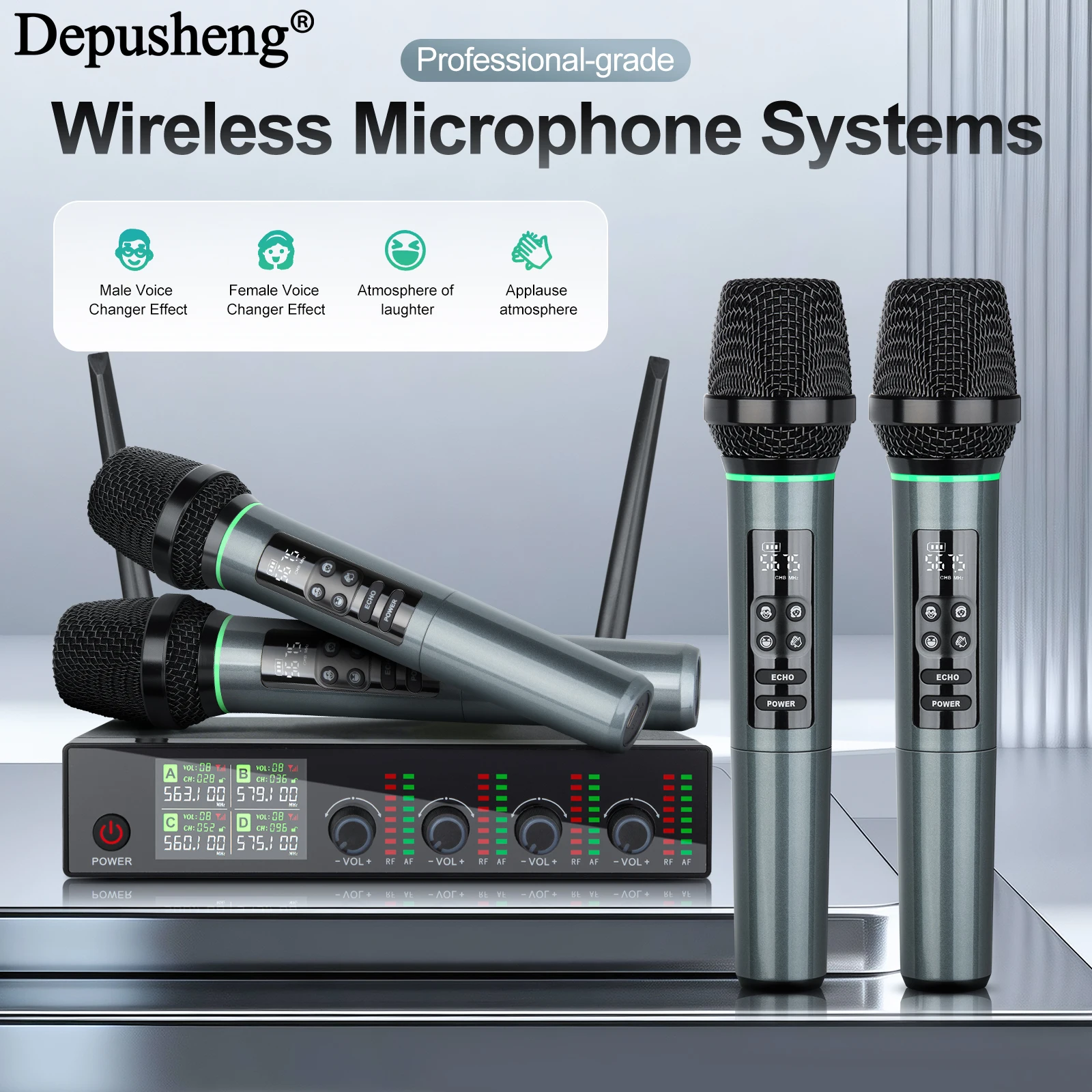 Depusheng DE44 Professional Wireless Dynamic Handheld Microphone System Long Transmittion Distance For karaoke,Conferences