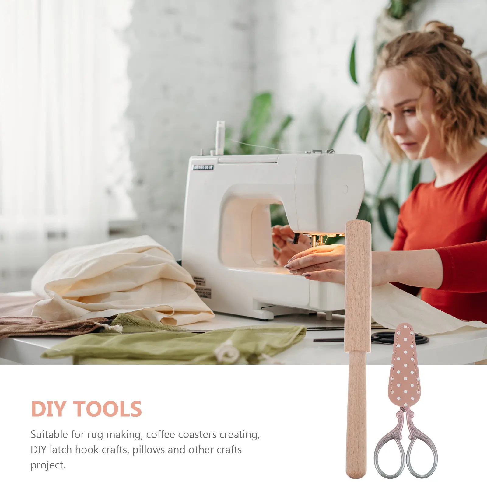 

Набор инструментов для рукоделия: ножницы, деревянный крючок-застежка, резак для пряжи, для изготовления ковриков, кофейных подставок, подушек, поделок, намотки и резки пряжи