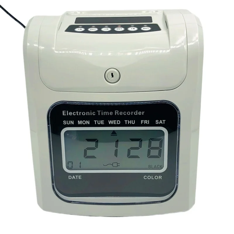 English paper card clock, card-insert paper electronic attendance machine, machine, employee ID card clock, power outage clock