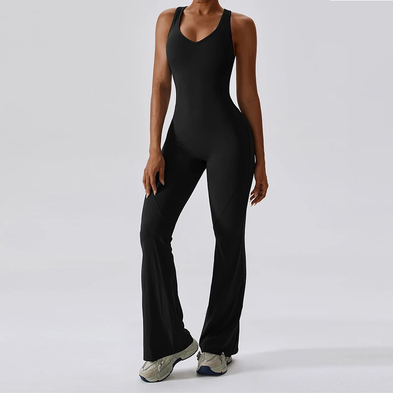 Back V Jumpsuit Sexy Gym Set Women Training Yoga Suit Sportswear Women Sports Jumpsuit Fitness Rompers Stretch Workout Bodysuits