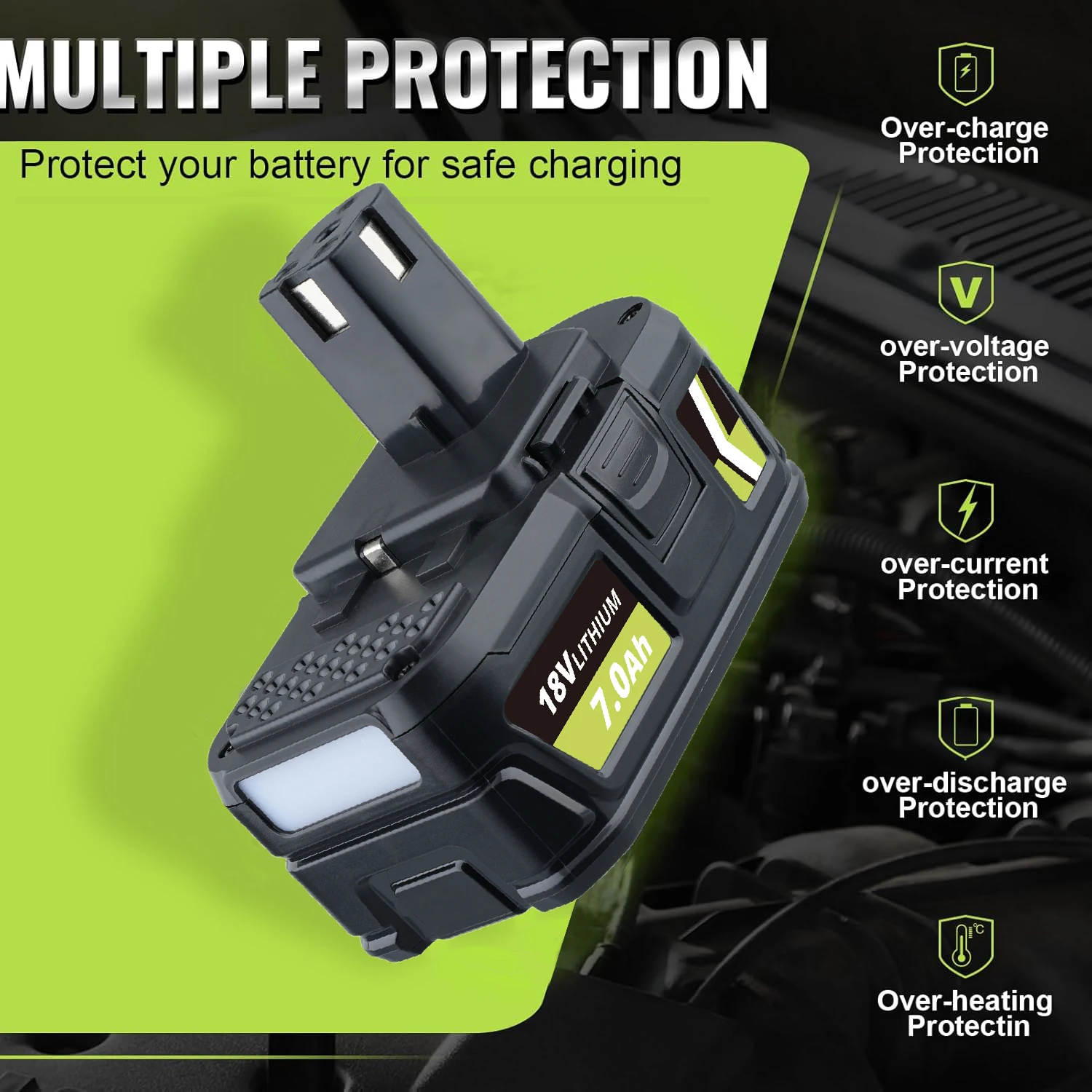 VANON 2Pack 7.0Ah P108 Li-on استبدال لـ ryobi 18v P102 P103 P107 P109 دبوس بطارية متوافق مع أدوات كهربائية لاسلكية 18 فولت