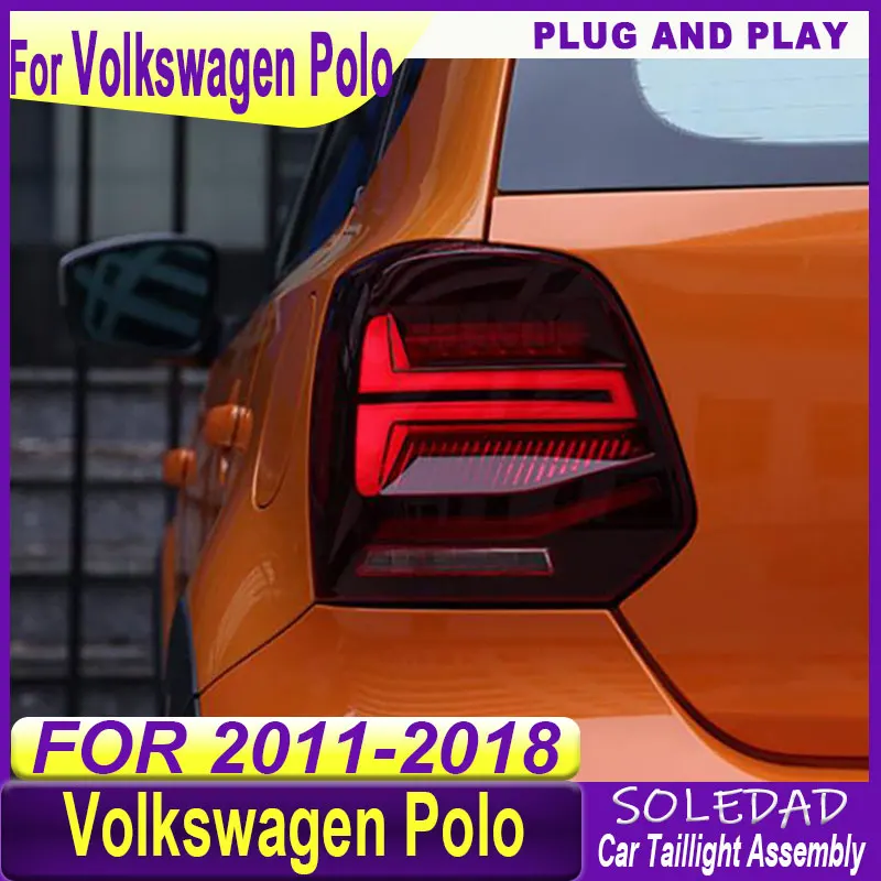 Car Tail Light Assembly For VW Polo 2011 2012-2018 Tail Lamps Plug and Play with LED Dynamic Turning Rear Bumper Taillights